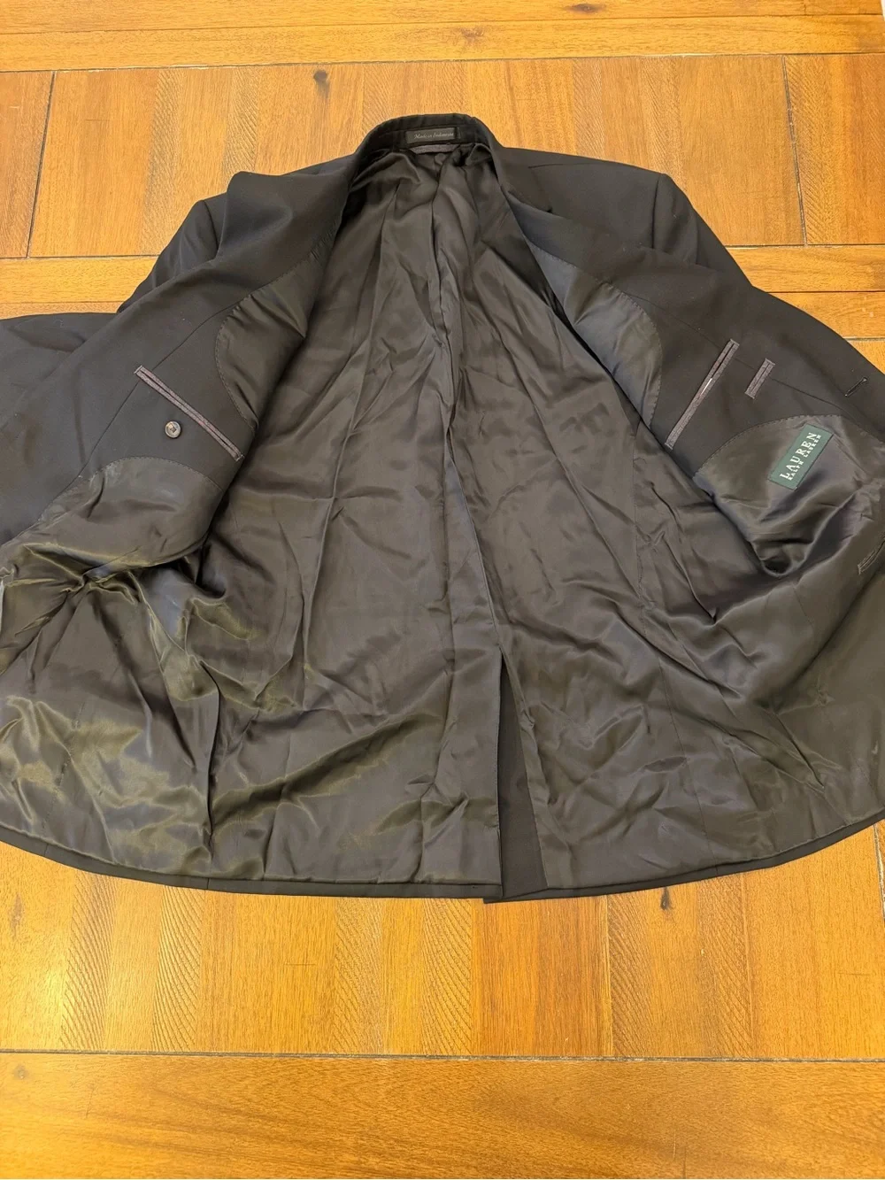 Lauren Ralph Lauren Mens Black Suit Jacket 44R 100% Wool Single Breasted Notched
